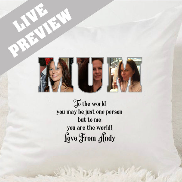 MUM Photo Word Cushion - Fizzy Strawberry Gifts