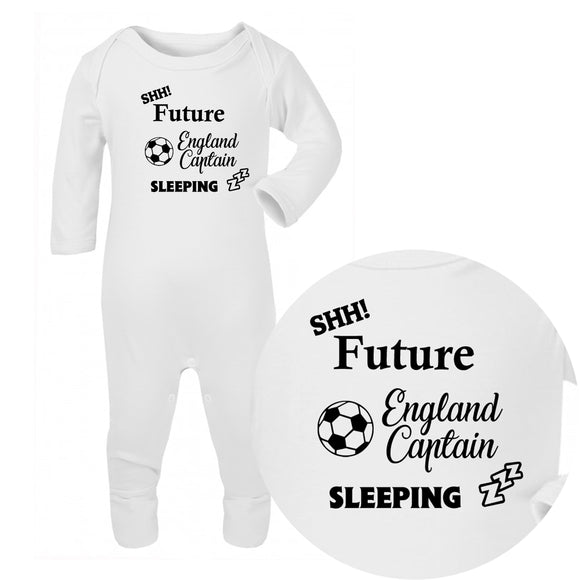 Personalised Baby Sleepsuit - Football (Black) - Fizzy Strawberry Gifts