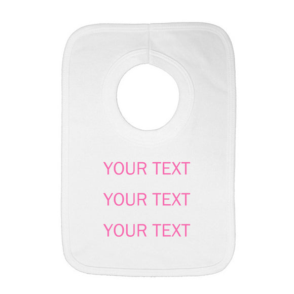 Personalised Baby Bib - Your Text (Pink) - Fizzy Strawberry Gifts