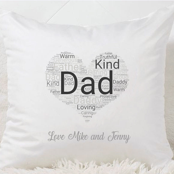 Dad Word Cloud Heart Cushion