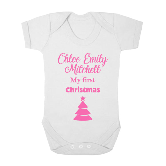 Personalised Baby Vest - Christmas (Pink) - Fizzy Strawberry Gifts
