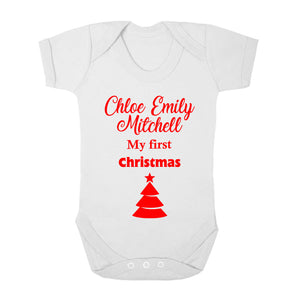 Personalised Baby Vest - Christmas (Red) - Fizzy Strawberry Gifts