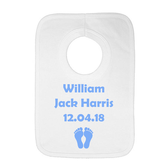 Personalised Baby Bib - Birth Date (Blue) - Fizzy Strawberry Gifts