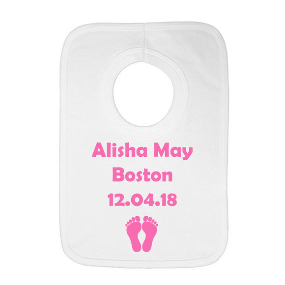 Personalised Baby Bib - Birth Date (Pink) - Fizzy Strawberry Gifts