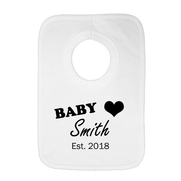 Personalised Baby Bib - Surname (Black) - Fizzy Strawberry Gifts