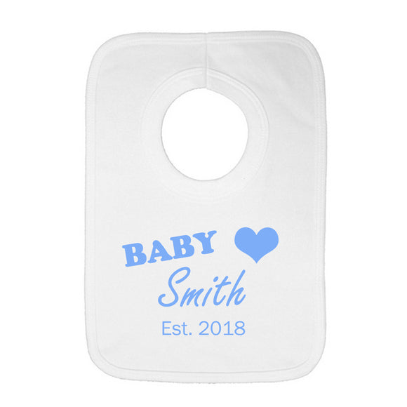 Personalised Baby Bib - Surname (Blue) - Fizzy Strawberry Gifts