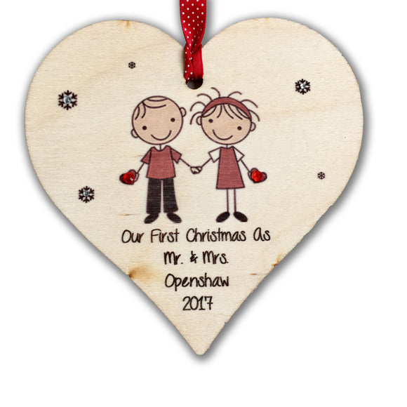 Wooden Heart Couple Tree Hanger - Fizzy Strawberry Gifts