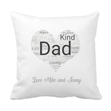 Dad Word Cloud Heart Cushion - Fizzy Strawberry Gifts