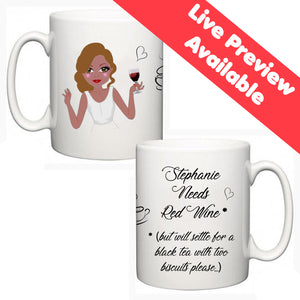 Personalised Face On A Mug (Dark Skin) - Fizzy Strawberry Gifts