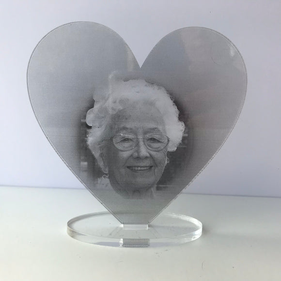 Christmas Photo Acrylic Freestanding Heart (Small) - Fizzy Strawberry Gifts