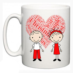 Personalised Christmas Mugs Pair - Matching Couple Design - Fizzy Strawberry Gifts