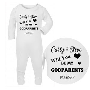 Personalised Baby Sleepsuit - Godparents (Black) - Fizzy Strawberry Gifts