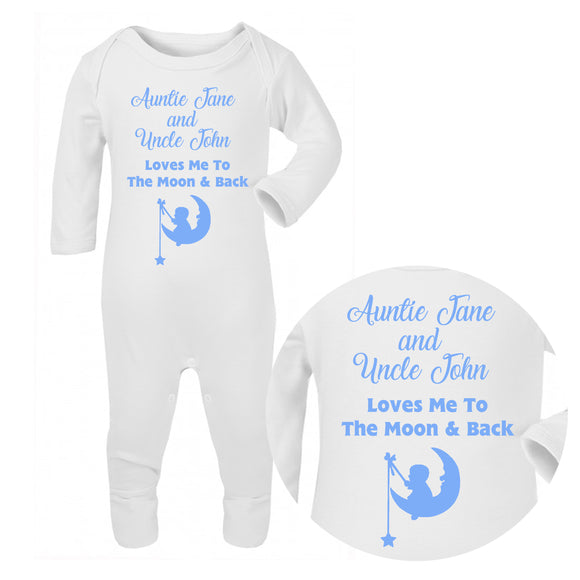 Personalised Baby Sleepsuit - Moon (Blue) - Fizzy Strawberry Gifts
