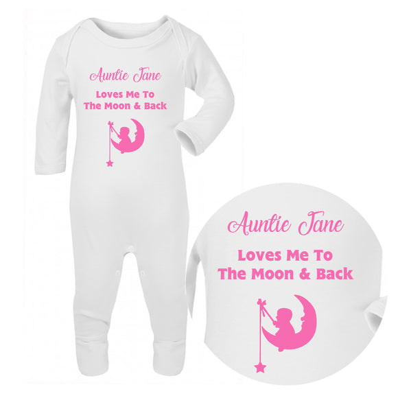 Personalised Baby Sleepsuit - Moon (Pink) - Fizzy Strawberry Gifts