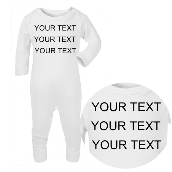 Personalised Baby Sleepsuit - Your Text (Black) - Fizzy Strawberry Gifts