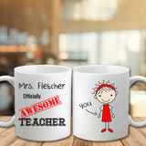 Personalised Thank You Teacher Mug - Awesome - Fizzy Strawberry Gifts