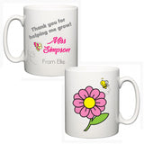 Personalised Thank You Teacher Mug - Flower - Fizzy Strawberry Gifts