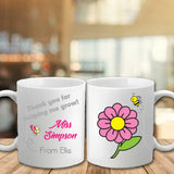 Personalised Thank You Teacher Mug - Flower - Fizzy Strawberry Gifts