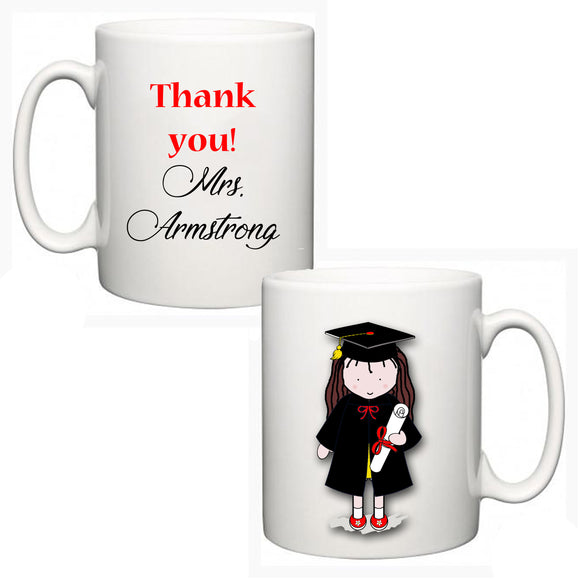 Personalised Thank You Teacher Mug - Graduate Girl - Fizzy Strawberry Gifts