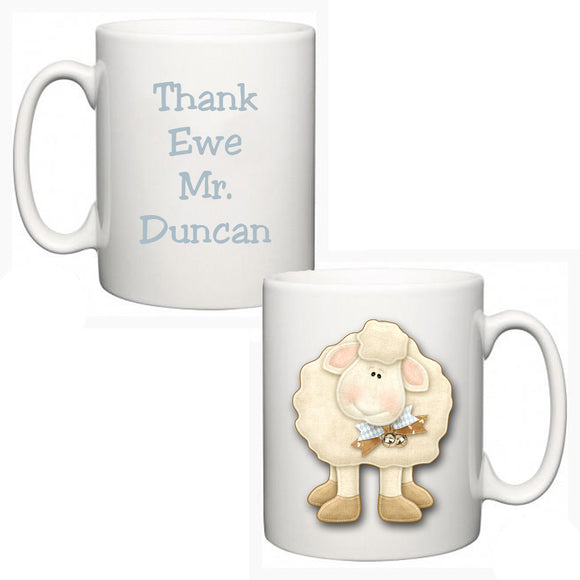 Personalised Thank You Teacher Mug - Sheep - Fizzy Strawberry Gifts