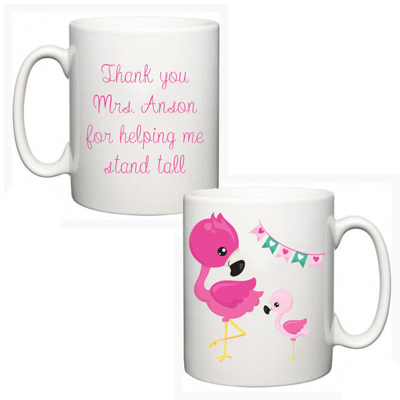 Personalised Thank You Teacher Mug - Flamingo - Fizzy Strawberry Gifts