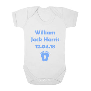 Personalised Baby Vest - Birth Date (Blue) - Fizzy Strawberry Gifts