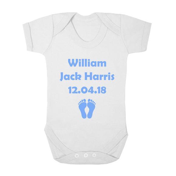 Personalised Baby Vest - Birth Date (Blue) - Fizzy Strawberry Gifts