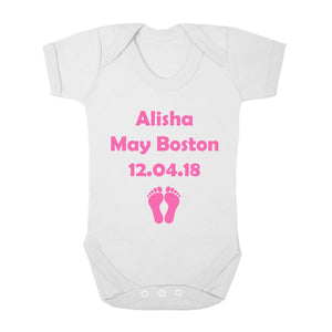 Personalised Baby Vest - Birth Date (Pink) - Fizzy Strawberry Gifts
