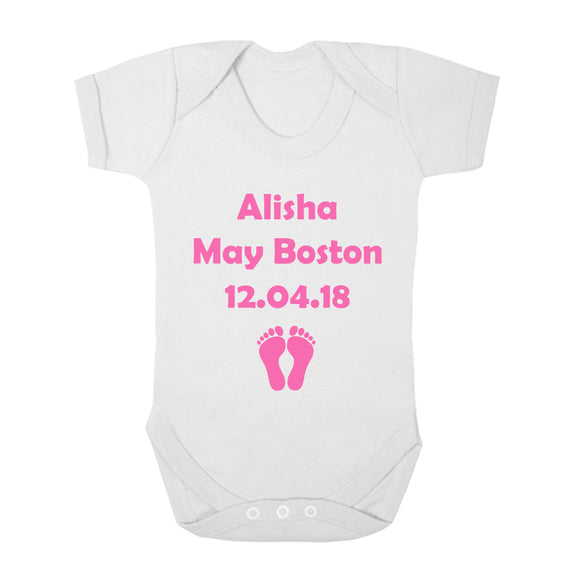 Personalised Baby Vest - Birth Date (Pink) - Fizzy Strawberry Gifts