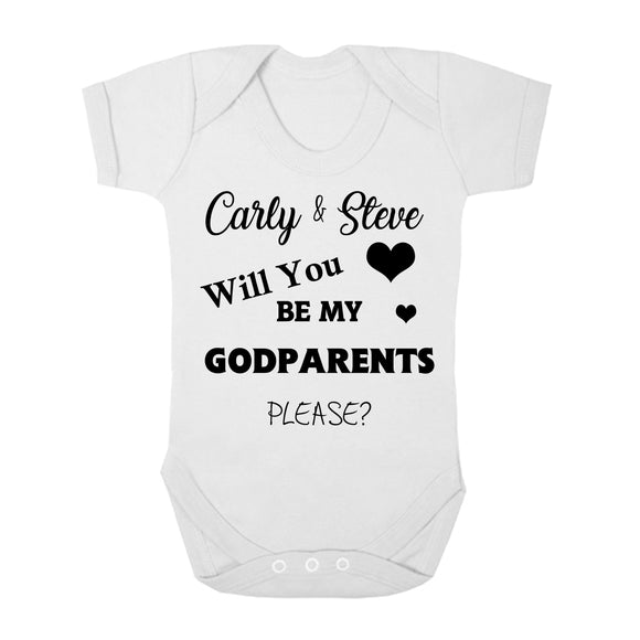 Personalised Baby Vest - Godparent (Black) - Fizzy Strawberry Gifts