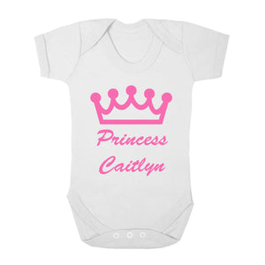 Personalised Baby Vest - Princess Crown - Fizzy Strawberry Gifts