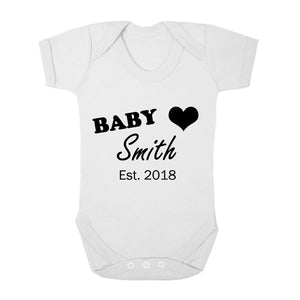 Personalised Baby Vest - Surname (Black) - Fizzy Strawberry Gifts