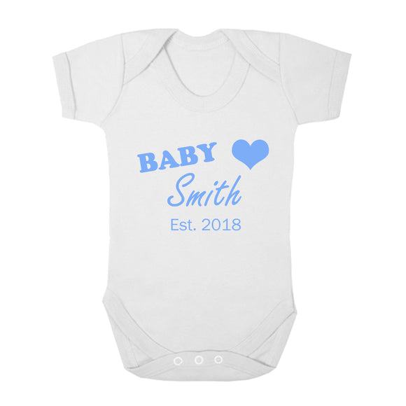 Personalised Baby Vest - Surname (Blue) - Fizzy Strawberry Gifts