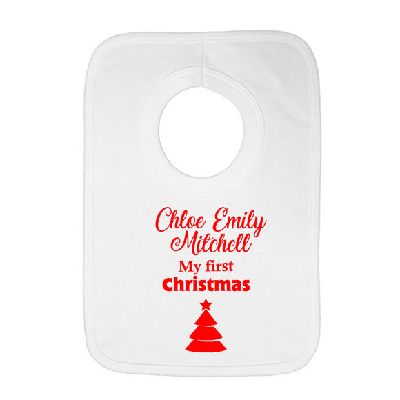 Personalised Baby Bib - Christmas (Red) - Fizzy Strawberry Gifts