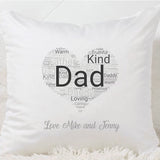 Dad Word Cloud Heart Cushion