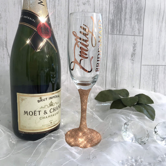Personalised Champagne Glitter Glass - Party Gift