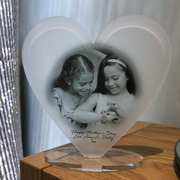 Personalised Mothers Day Gift Photo Acrylic Memory Freestanding Heart (Any photo or wording)Unique First Mothers Day Grandma Nanna Nanny