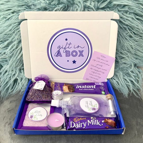 Lavender Letterbox Mothers Day Gift For Her, Pamper Hamper, Spa Day Sleep, February Birthday Relax Self care Box March birthday