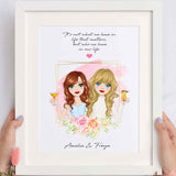 Personalised Best Friends Print Birthday Gift For Her Besties Friendship Personalized Portrait Photo