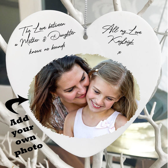 Your Photo Personalised Mothers Day Gift UK Nanny Gift Tree Hanger Decoration Heart Unique Mothers Day Present Mother Daughter Gift