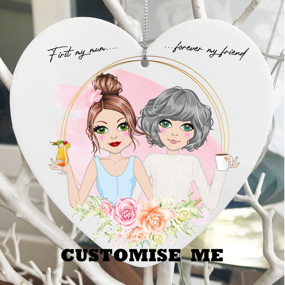 Unique Personalised Mothers Day Gift Heart Mini Me Best Friend Decoration Xmas Tree Hanger Ornament Heart First My Mum Forever My Friend