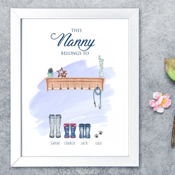 Personalised Nanny Mothers Day Gift Grandma Print Birthday Gift For Her Unique Mothers Day Gift For Nanna From Grandchildren Boot Print