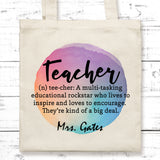 Thankyou Teacher Gifts Bag Personalised Tote Bag Teacher Colleague Gifts Teaching Assistant TA Gift From Teacher End Of Term Gift School
