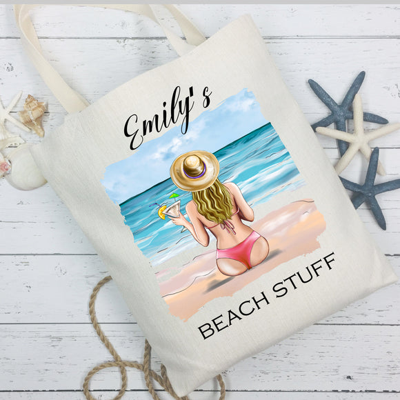 Personalised Tote Bag Beach Bag Summer Gift Hen Party Travelling Customised Beach Bag Friends Gift Self Care Gift Summer Gifts For Her Bride