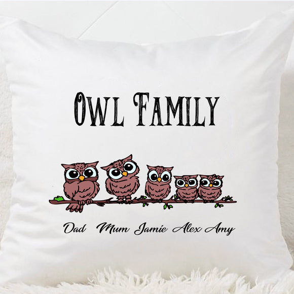Mum Owl Family Cushion - Fizzy Strawberry Gifts