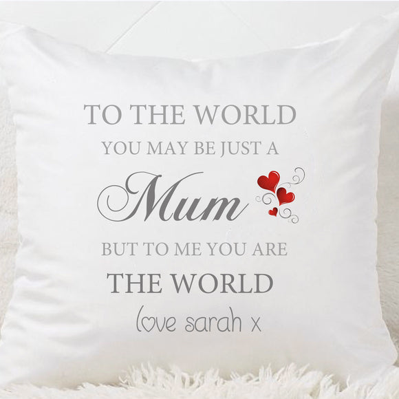 Mum To The World Cushion - Fizzy Strawberry Gifts