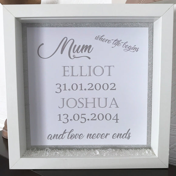 Mum (Or Nan) Where Life Begins Frame - Fizzy Strawberry Gifts