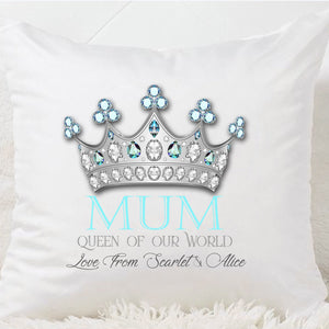 Mum Queen Of Our World Cushion - Fizzy Strawberry Gifts