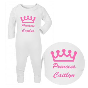 Personalised Baby Sleepsuit - Princess (Pink) - Fizzy Strawberry Gifts