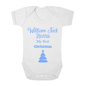 Personalised Baby Vest - Christmas (Blue) - Fizzy Strawberry Gifts